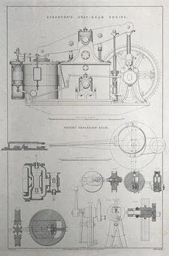 Engineering: a steam engine. Lithograph, 1852. Foto stock