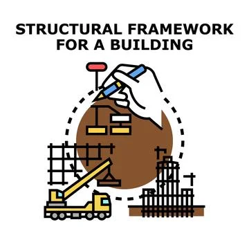 Engineering structural framework for modern building construction Stock Illustration