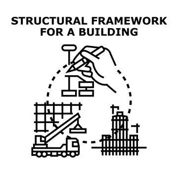 Engineering structural framework for modern building construction Stock Illustration