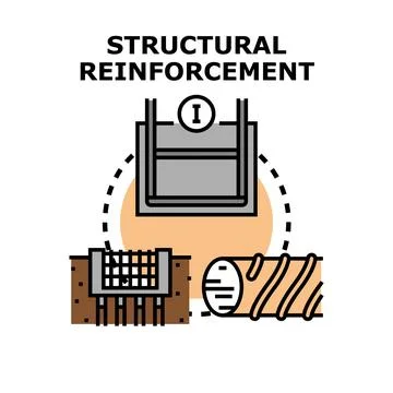 Engineering structural reinforcement methods for construction strengthening.. Stockillustratie
