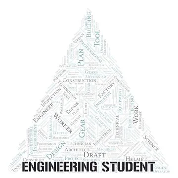 Engineering Student typography word cloud create with the text only Stock Illustration