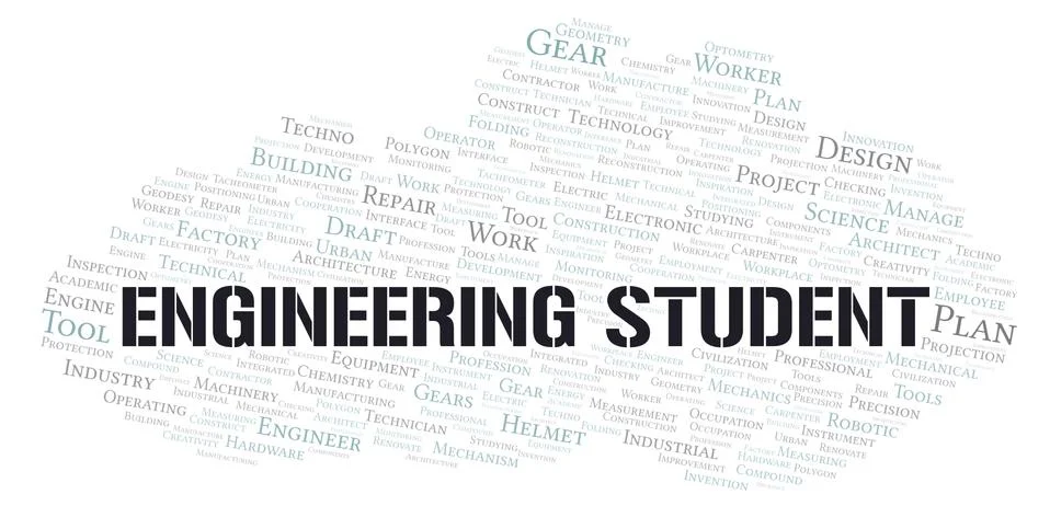 Engineering Student typography word cloud create with the text only Stock Illustration