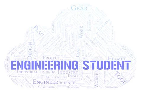 Engineering Student typography word cloud create with the text only Stock Illustration