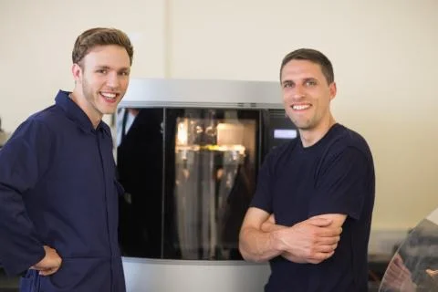 Engineering students using 3d printer Stock Photos