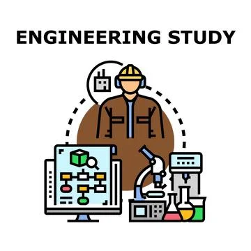 Engineering study concept with industrial and scientific research Stock Illustration