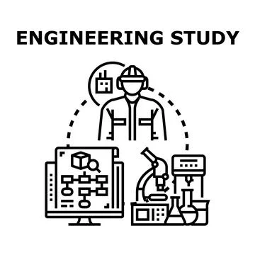 Engineering study concept with industrial and scientific research Stock Illustration