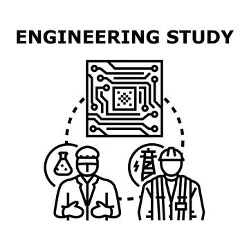 Engineering study concept with various professional roles Stock Illustration