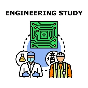 Engineering study concept with various professional roles Stock Illustration
