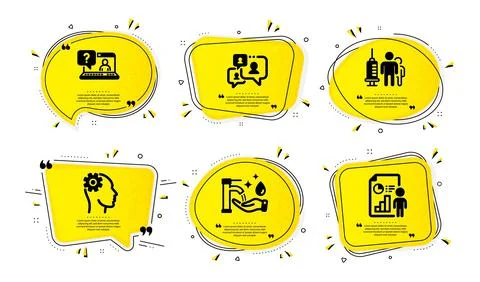 Engineering, Support chat and Medical vaccination icons set. Washing hands, Faq Stock Illustration