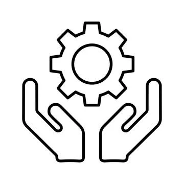 Engineering support icon. Line, outline design. Stock Illustration