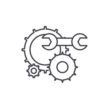 Engineering support line icon concept. Engineering support vector linear Stock Illustration