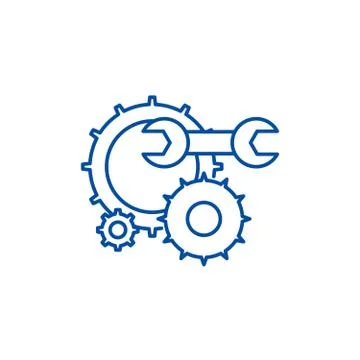 Engineering support line icon concept. Engineering support flat vector symbol 스톡 일러스트