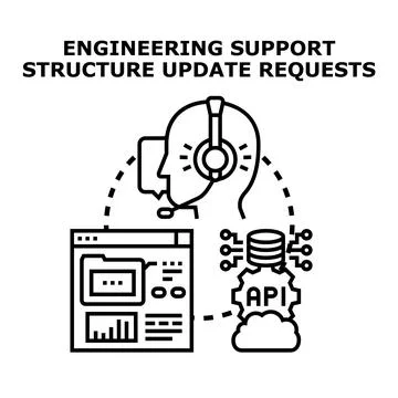 Engineering support structure update requests and issue resolution Stock Illustration