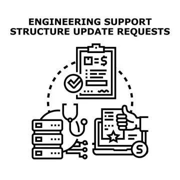 Engineering support structure update requests concept Stock Illustration