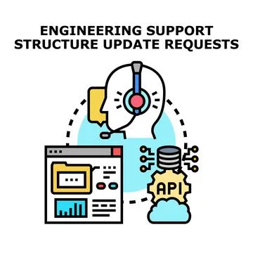 Engineering support structure update requests and issue resolution Stock Illustration