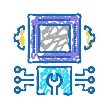 Engineering system icon doodle illustration 스톡 일러스트