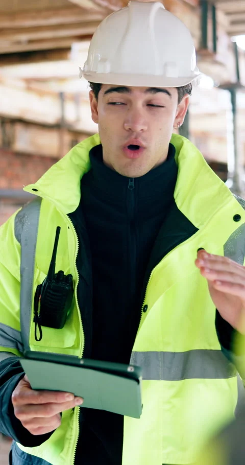 Engineering, team and meeting on construction site with tablet, property Stock Footage 340874795