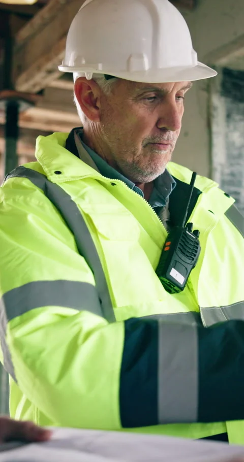 Engineering, team and meeting on construction site with blueprint, property Stock Footage 340904975