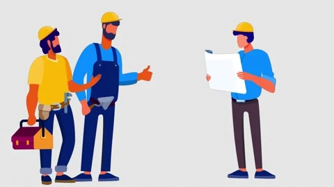 Engineering Team At A Construction Site Alpha Channel Stock Footage 258974043