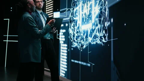 Engineering team coworkers receive tasks from autonomous agentic AI 스톡 동영상 329592007
