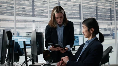 Engineering team doing semiconductors prototyping with artificial intelligence Stock Footage 335881533