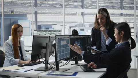 Engineering team doing semiconductors prototyping with artificial intelligence Stock Photos