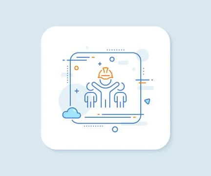 Engineering team line icon. Engineer or architect group sign. Vector Stock Illustration