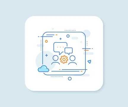 Engineering team line icon. Engineer or architect group sign. Vector Stock Illustration
