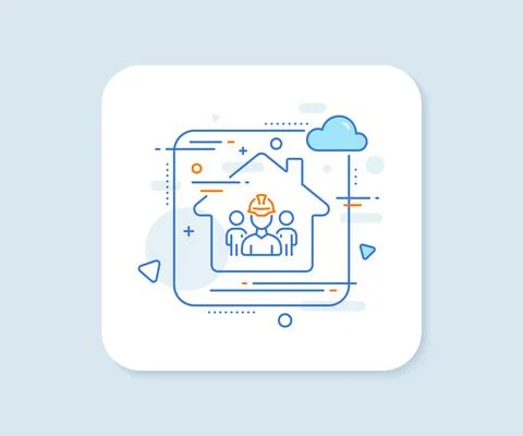 Engineering team line icon. Engineer or architect group sign. Vector Stock Illustration