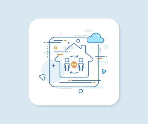 Engineering team line icon. Engineer or architect group sign. Vector Stock Illustration