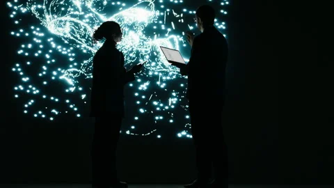 Engineering team optimizes AI machine learning model by adjusting parameters. Stock Footage 329591945