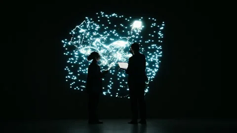 Engineering team optimizes AI machine learning model by adjusting parameters. Stock Footage 329945137