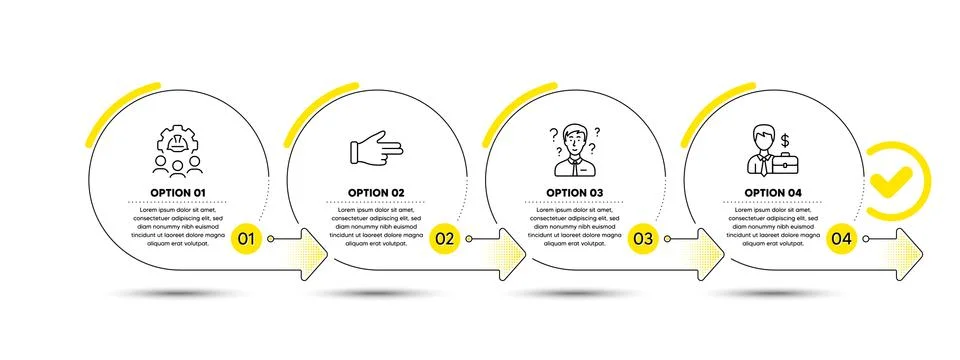 Engineering team, Support consultant and Click hand icons set. Businessman case Stock Illustration