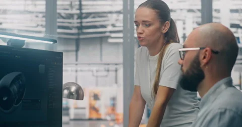 Engineering Team Working on Advanced Product Simulation Stock Footage 325428805