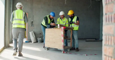 Engineering, teamwork and planning with people on construction site for building Stock Footage 305872037