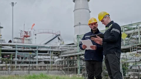 Engineering teamwork oil refinery concept Stock Footage 293320876
