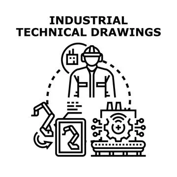 Engineering technical drawing and industrial design process イラスト素材