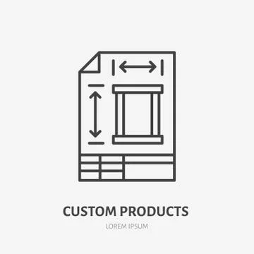Engineering technical plan flat line icon. Custom product design drawing sign Stock Illustration