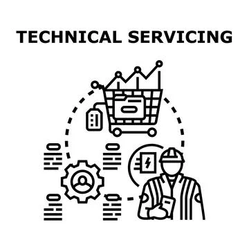 Engineering technician performing technical servicing operations and support Illustrazione stock