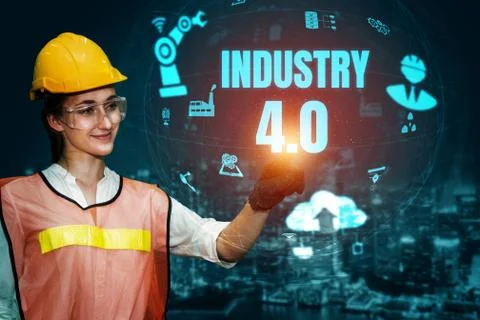 Engineering technology and industry 4.0 smart factory concept 스톡 사진