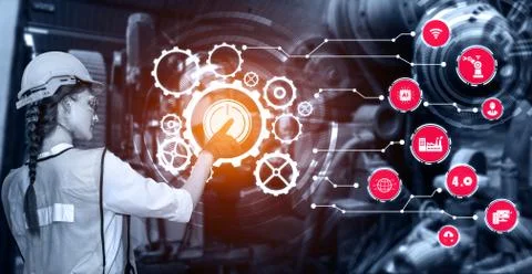Engineering technology and industry 4.0 smart factory concept Foto stock
