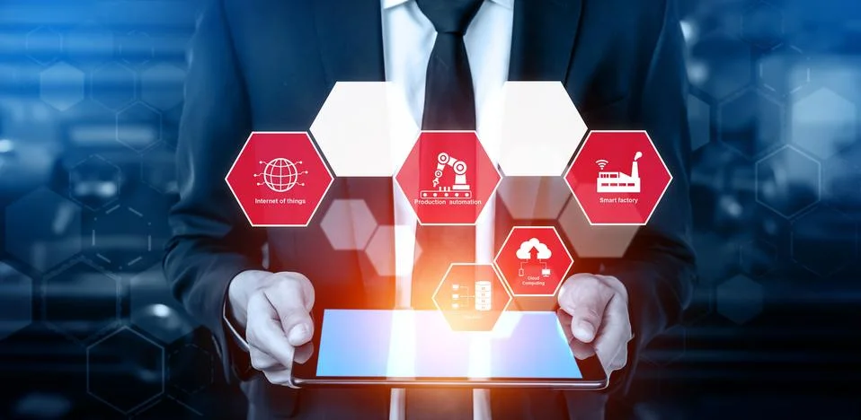 Engineering technology and industry 4.0 smart factory concept 스톡 사진