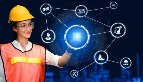 Engineering technology and industry 4.0 smart factory concept Foto stock