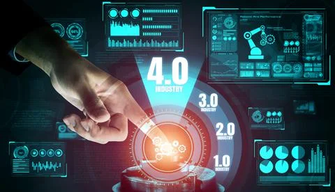 Engineering technology and industry 4.0 smart factory concept 스톡 사진