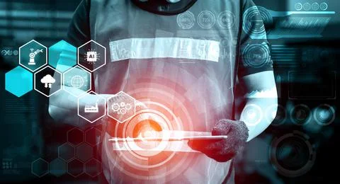 Engineering technology and industry 4.0 smart factory concept 写真素材
