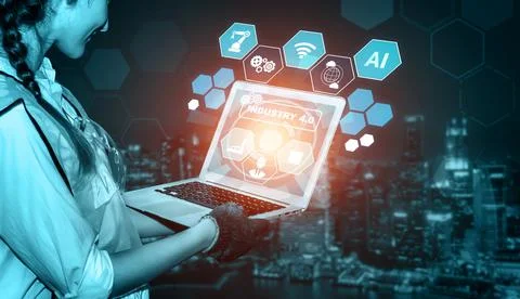 Engineering technology and industry 4.0 smart factory concept 스톡 사진