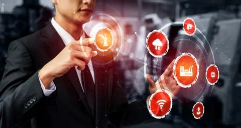 Engineering technology and industry 4.0 smart factory concept 스톡 사진