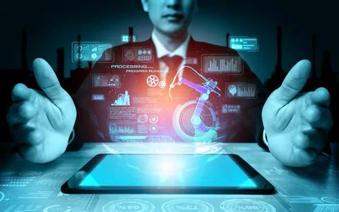 Engineering technology and industry 4.0 smart factory concept 스톡 사진