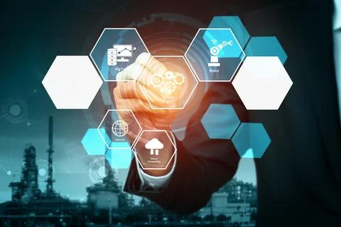Engineering technology and industry 4.0 smart factory concept 스톡 사진