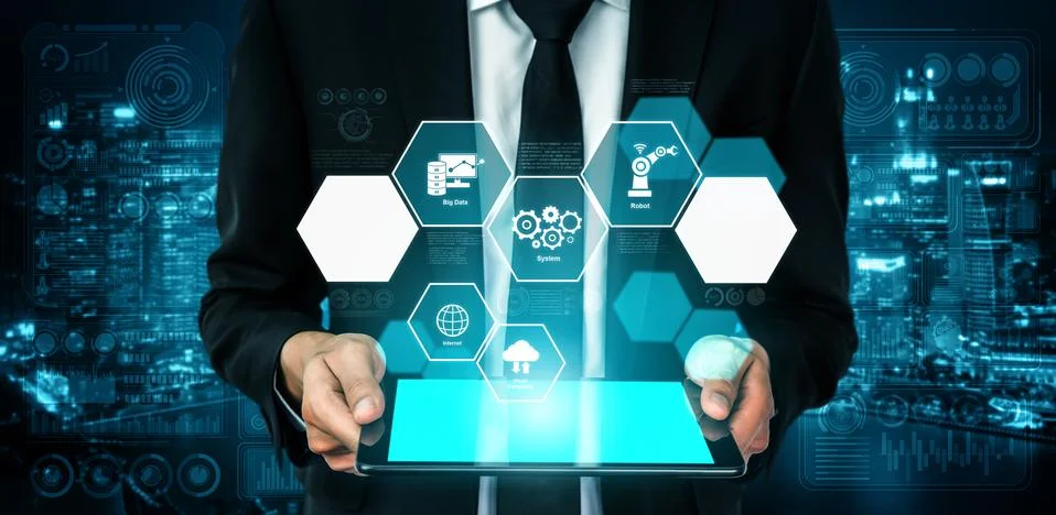 Engineering technology and industry 4.0 smart factory concept 스톡 사진